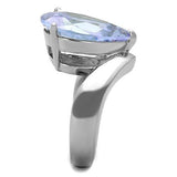 TK1755 - High polished (no plating) Stainless Steel Ring with AAA Grade CZ  in Light Amethyst - Alamode
