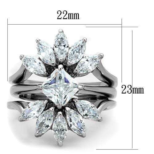 TK1756 - High polished (no plating) Stainless Steel Ring with AAA Grade CZ in Clear - Alamode - Flyclothing LLC