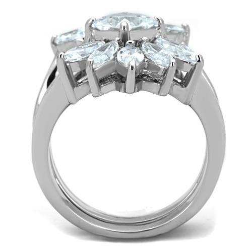 TK1756 - High polished (no plating) Stainless Steel Ring with AAA Grade CZ in Clear - Alamode - Flyclothing LLC