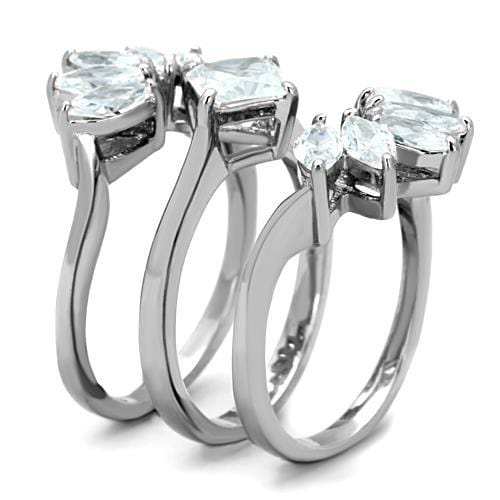 TK1756 - High polished (no plating) Stainless Steel Ring with AAA Grade CZ in Clear - Alamode - Flyclothing LLC