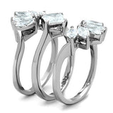TK1756 - High polished (no plating) Stainless Steel Ring with AAA Grade CZ  in Clear - Alamode
