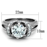 TK1757 - High polished (no plating) Stainless Steel Ring with AAA Grade CZ  in Clear - Alamode