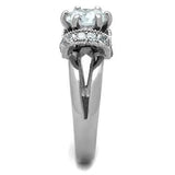 TK1757 - High polished (no plating) Stainless Steel Ring with AAA Grade CZ  in Clear - Alamode