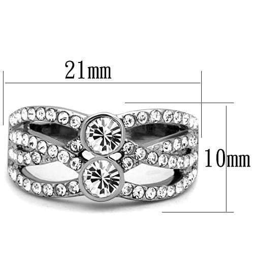 TK1758 - High polished (no plating) Stainless Steel Ring with Top Grade Crystal in Clear - Alamode - Flyclothing LLC