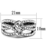TK1758 - High polished (no plating) Stainless Steel Ring with Top Grade Crystal in Clear - Alamode - Flyclothing LLC