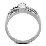 TK1758 - High polished (no plating) Stainless Steel Ring with Top Grade Crystal in Clear - Alamode - Flyclothing LLC
