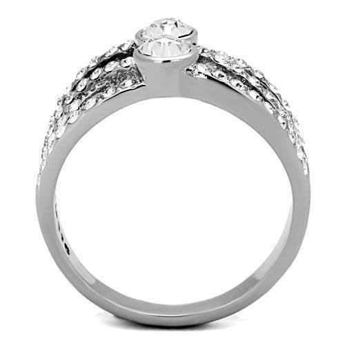 TK1758 - High polished (no plating) Stainless Steel Ring with Top Grade Crystal in Clear - Alamode - Flyclothing LLC