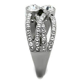 TK1758 - High polished (no plating) Stainless Steel Ring with Top Grade Crystal in Clear - Alamode - Flyclothing LLC