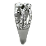 TK1758 - High polished (no plating) Stainless Steel Ring with Top Grade Crystal in Clear - Alamode - Flyclothing LLC