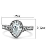 TK1759 - High polished (no plating) Stainless Steel Ring with AAA Grade CZ  in Clear - Alamode