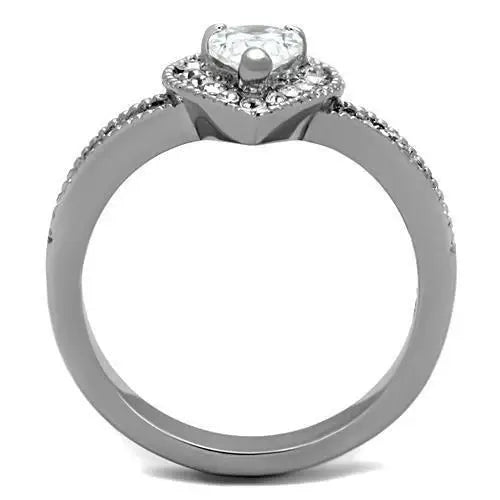 TK1759 - High polished (no plating) Stainless Steel Ring with AAA Grade CZ in Clear - Alamode - Flyclothing LLC