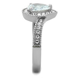 TK1759 - High polished (no plating) Stainless Steel Ring with AAA Grade CZ  in Clear - Alamode