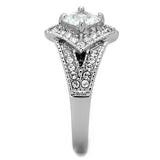 TK1760 - High polished (no plating) Stainless Steel Ring with AAA Grade CZ  in Clear - Alamode