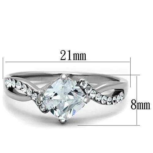 TK1761 - High polished (no plating) Stainless Steel Ring with AAA Grade CZ in Clear - Alamode - Flyclothing LLC