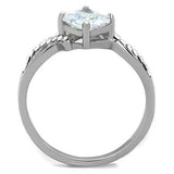 TK1761 - High polished (no plating) Stainless Steel Ring with AAA Grade CZ  in Clear - Alamode