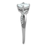 TK1761 - High polished (no plating) Stainless Steel Ring with AAA Grade CZ  in Clear - Alamode