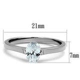 TK1762 - High polished (no plating) Stainless Steel Ring with AAA Grade CZ  in Clear - Alamode