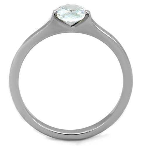 TK1762 - High polished (no plating) Stainless Steel Ring with AAA Grade CZ in Clear - Alamode - Flyclothing LLC
