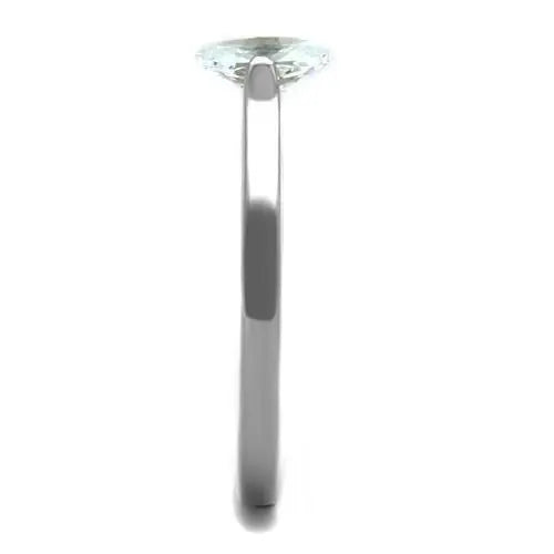 TK1762 - High polished (no plating) Stainless Steel Ring with AAA Grade CZ in Clear - Alamode - Flyclothing LLC