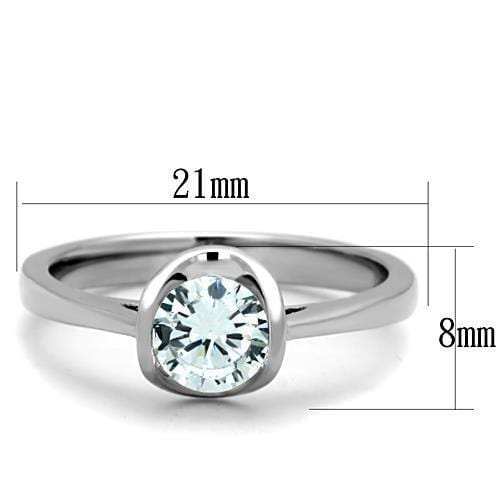 TK1763 - High polished (no plating) Stainless Steel Ring with AAA Grade CZ in Clear - Alamode - Flyclothing LLC