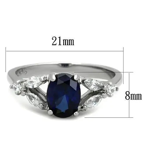 TK1764 - High polished (no plating) Stainless Steel Ring with Synthetic Synthetic Glass in Montana - Alamode - Flyclothing LLC