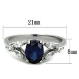 TK1764 - High polished (no plating) Stainless Steel Ring with Synthetic Synthetic Glass in Montana - Alamode - Flyclothing LLC