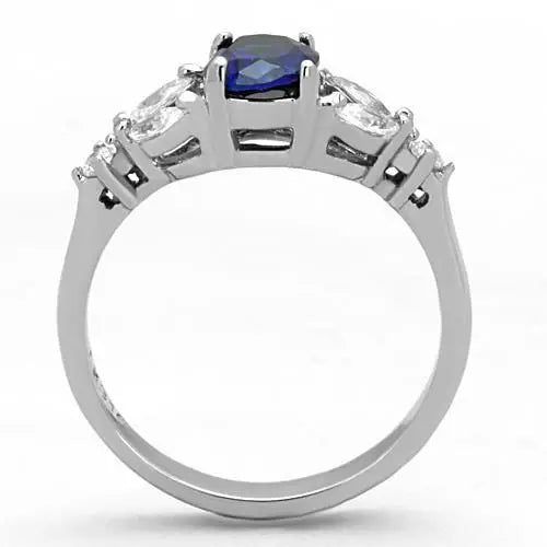 TK1764 - High polished (no plating) Stainless Steel Ring with Synthetic Synthetic Glass in Montana - Alamode - Flyclothing LLC