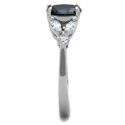 TK1764 - High polished (no plating) Stainless Steel Ring with Synthetic Synthetic Glass in Montana - Alamode - Flyclothing LLC