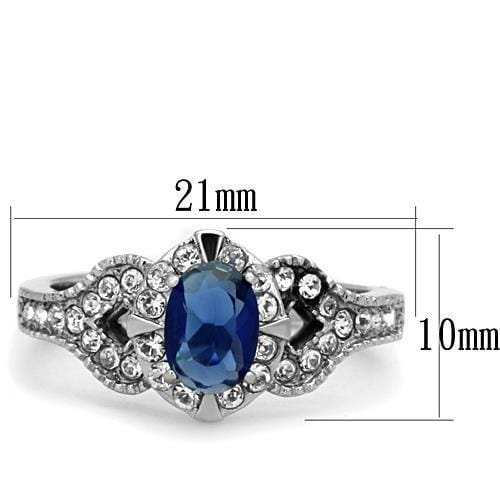 TK1765 - High polished (no plating) Stainless Steel Ring with Synthetic Synthetic Glass in Montana - Alamode - Flyclothing LLC