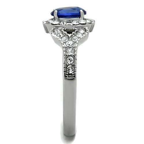 TK1765 - High polished (no plating) Stainless Steel Ring with Synthetic Synthetic Glass in Montana - Alamode - Flyclothing LLC
