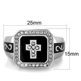 TK1766 - High polished (no plating) Stainless Steel Ring with AAA Grade CZ  in Clear - Alamode