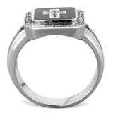 TK1766 - High polished (no plating) Stainless Steel Ring with AAA Grade CZ  in Clear - Alamode