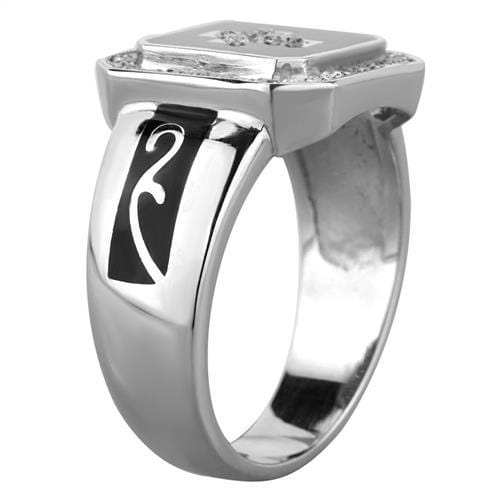 TK1766 - High polished (no plating) Stainless Steel Ring with AAA Grade CZ in Clear - Alamode - Flyclothing LLC
