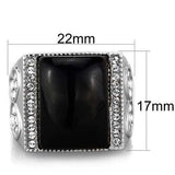 TK1767 - High polished (no plating) Stainless Steel Ring with Synthetic Synthetic Glass in Jet - Alamode - Flyclothing LLC