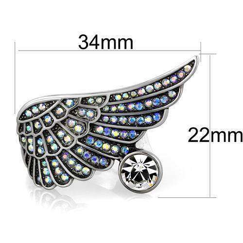 TK1769 - High polished (no plating) Stainless Steel Ring with Top Grade Crystal in Clear - Alamode - Flyclothing LLC
