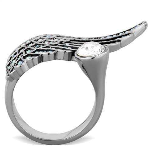 TK1769 - High polished (no plating) Stainless Steel Ring with Top Grade Crystal in Clear - Alamode - Flyclothing LLC