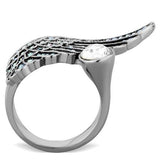 TK1769 - High polished (no plating) Stainless Steel Ring with Top Grade Crystal  in Clear - Alamode