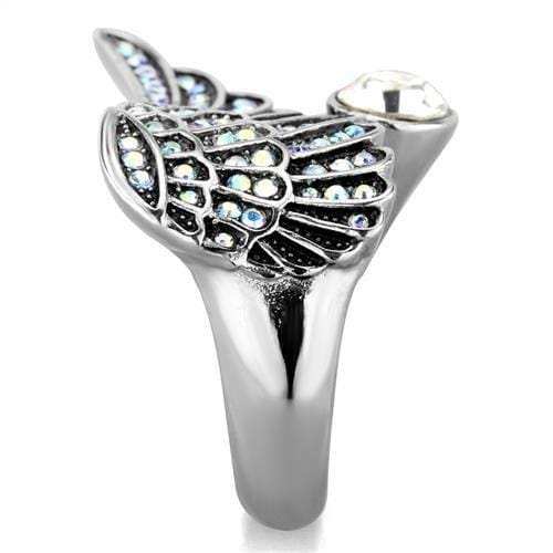 TK1769 - High polished (no plating) Stainless Steel Ring with Top Grade Crystal in Clear - Alamode - Flyclothing LLC