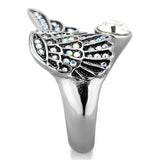 TK1769 - High polished (no plating) Stainless Steel Ring with Top Grade Crystal  in Clear - Alamode