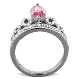 TK1771 - High polished (no plating) Stainless Steel Ring with AAA Grade CZ in Rose - Alamode - Flyclothing LLC