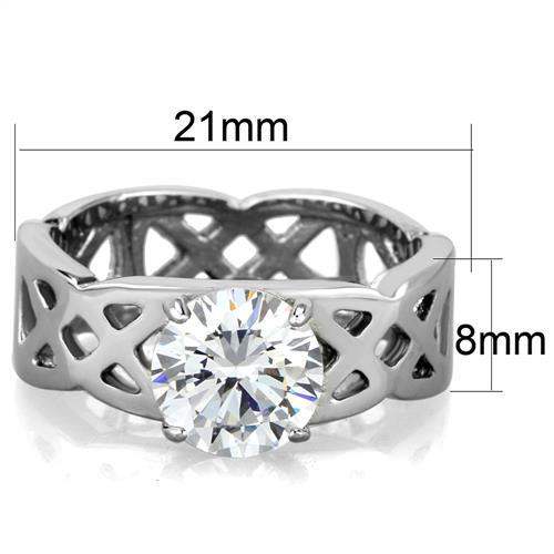 TK1772 - High polished (no plating) Stainless Steel Ring with AAA Grade CZ in Clear - Alamode - Flyclothing LLC