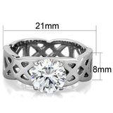 TK1772 - High polished (no plating) Stainless Steel Ring with AAA Grade CZ  in Clear - Alamode