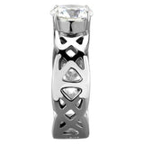 TK1772 - High polished (no plating) Stainless Steel Ring with AAA Grade CZ  in Clear - Alamode