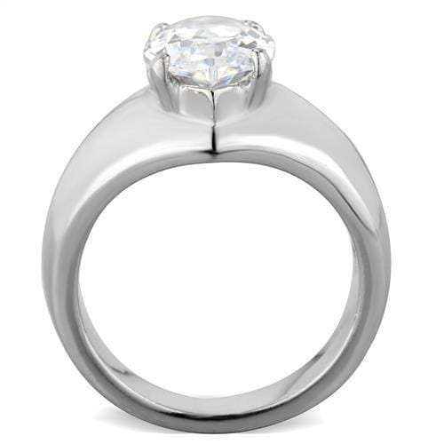 TK1774 - High polished (no plating) Stainless Steel Ring with AAA Grade CZ in Clear - Alamode - Flyclothing LLC