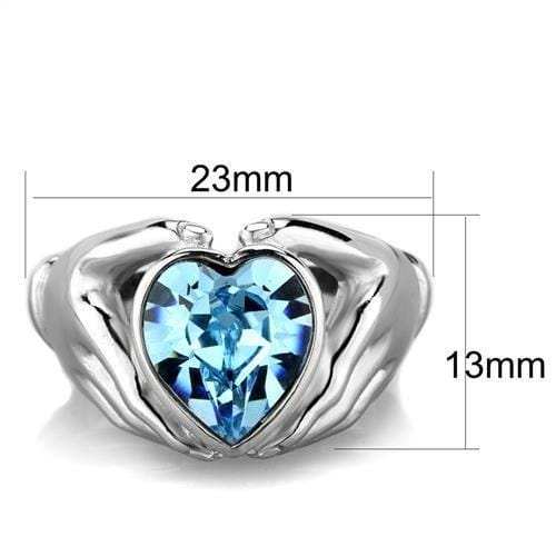 TK1775 - High polished (no plating) Stainless Steel Ring with Top Grade Crystal in Sea Blue - Alamode - Flyclothing LLC