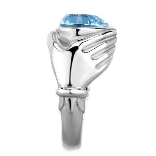 TK1775 - High polished (no plating) Stainless Steel Ring with Top Grade Crystal in Sea Blue - Alamode - Flyclothing LLC