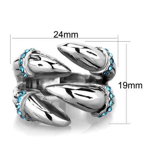 TK1779 - High polished (no plating) Stainless Steel Ring with Top Grade Crystal in Sapphire - Alamode - Flyclothing LLC