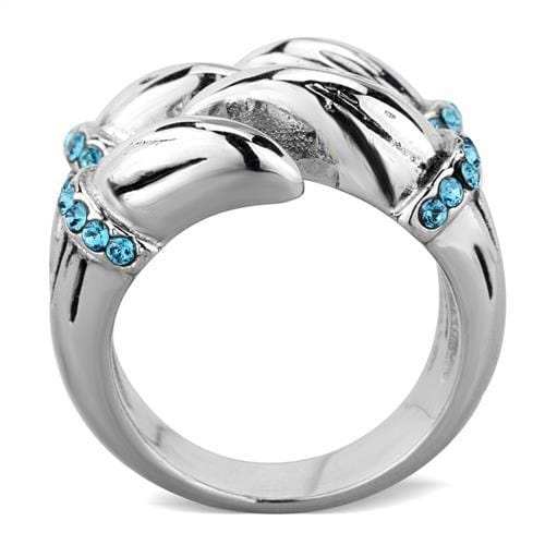 TK1779 - High polished (no plating) Stainless Steel Ring with Top Grade Crystal in Sapphire - Alamode - Flyclothing LLC
