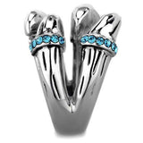 TK1779 - High polished (no plating) Stainless Steel Ring with Top Grade Crystal in Sapphire - Alamode - Flyclothing LLC
