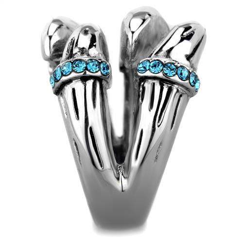 TK1779 - High polished (no plating) Stainless Steel Ring with Top Grade Crystal in Sapphire - Alamode - Flyclothing LLC